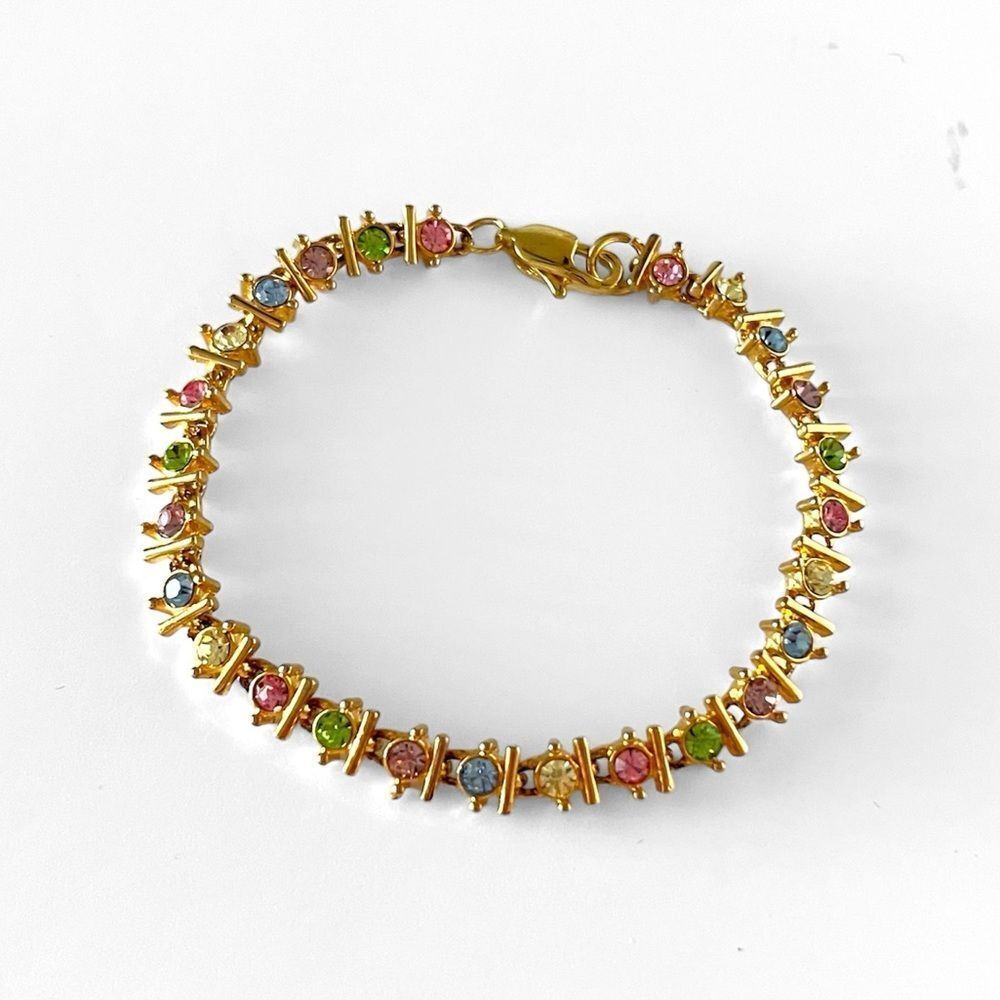 18K Gold Plated Multicolor Zircon Tennis Bracelet